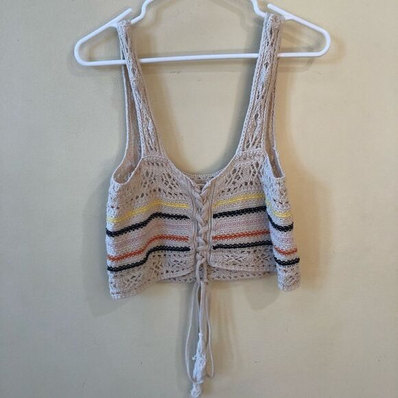 Superdry Lace-up Crochet Cropped Vest Top - Picture 6 of 8